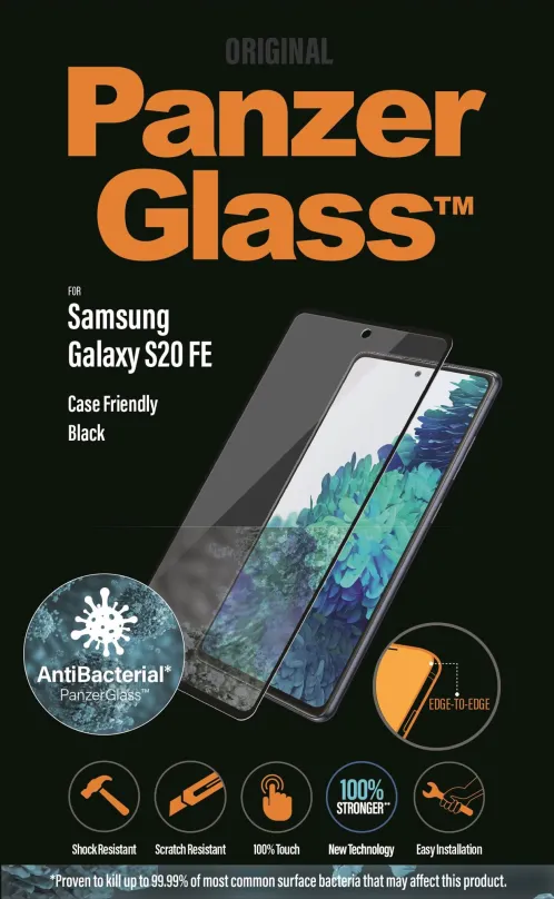 Ochranné sklo PanzerGlass Edge-to-Edge Antibacterial pre Samsung Galaxy S20 FE čierne