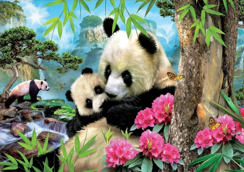 Puzzle Educa Puzzle Panda s mláďaťom 1000 dielikov