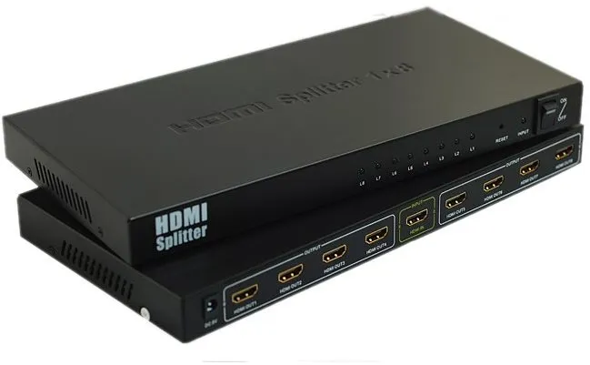 Rozbočovač PremiumCord HDMI splitter 1-8 portov kovový s napájacím adaptérom