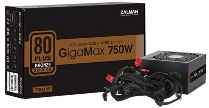 Počítačový zdroj Zalman GigaMax ZM750-GVII, 750W, ATX, 80 PLUS Bronzia, účinnosť 88%, 4 ks