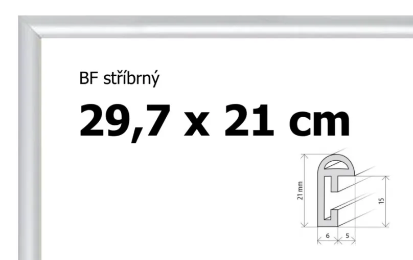 BFHM Plastový rám 29,7x21cm A4 - strieborný