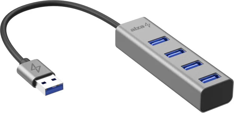 USB Hub AlzaPower AluCore USB-A (M) na 4× USB-A (F) vesmírne šedá