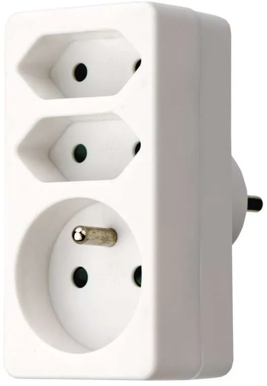 Rozbočovač EMOS Rozbočovacia zásuvka 2x plochá + 1x guľatá, biela