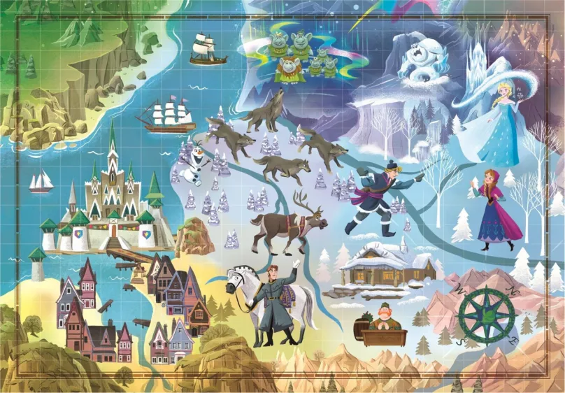 CLEMENTONI Puzzle Story Maps: Ľadové kráľovstvo 1000 dielikov