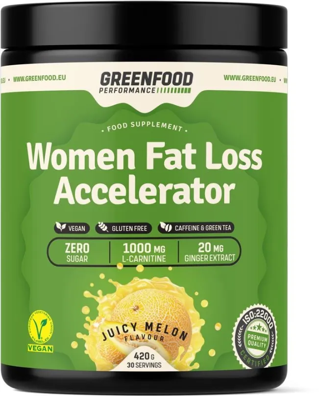 Spaľovač tukov GreenFood Nutrition Performance Women Fat Loss Accelerator Juicy melon 420g
