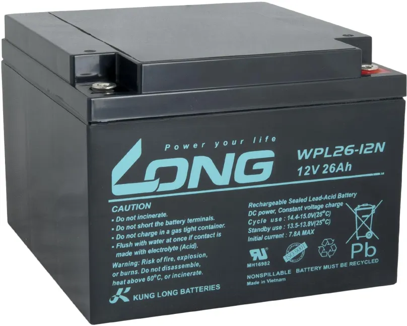 Batéria pre záložné zdroje Long batéria 12V 26Ah M5 LongLife 12 rokov (WPL26-12N)