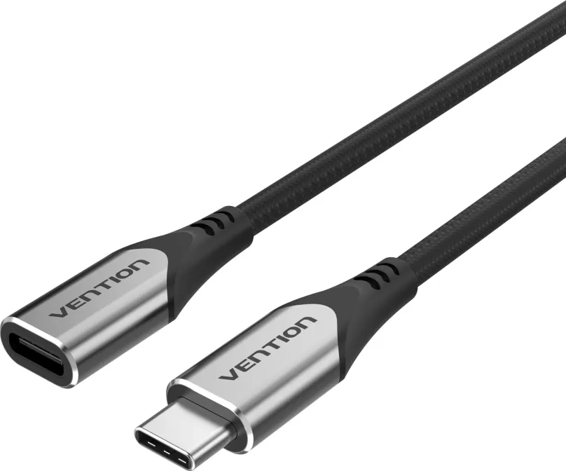 Dátový kábel Vention Nylon Braided Type-C (USB-C) Extension Cable (4K / PD / 60W / 5Gbps / 3A) 1m Gray