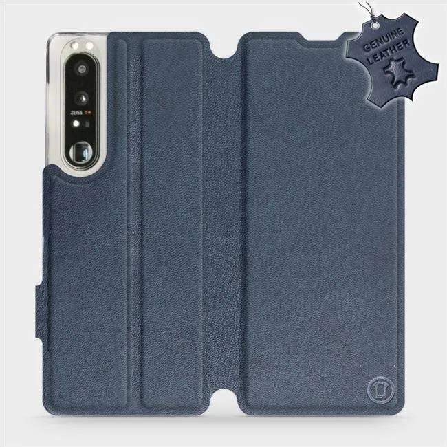 Kryt na mobil Kožené flip púzdro na mobil Sony Xperia 1 III - Modré - Blue Leather