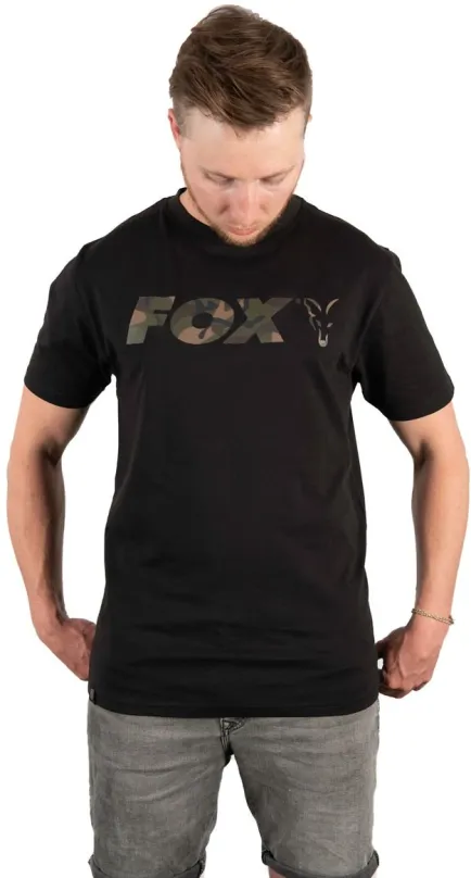 FOX Tričko Black/Camo Print T-Shirt L