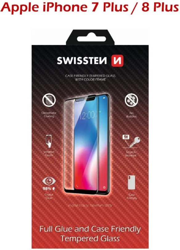 Ochranné sklo Swissten Case Friendly pre iPhone 7 Plus / 8 Plus čierne