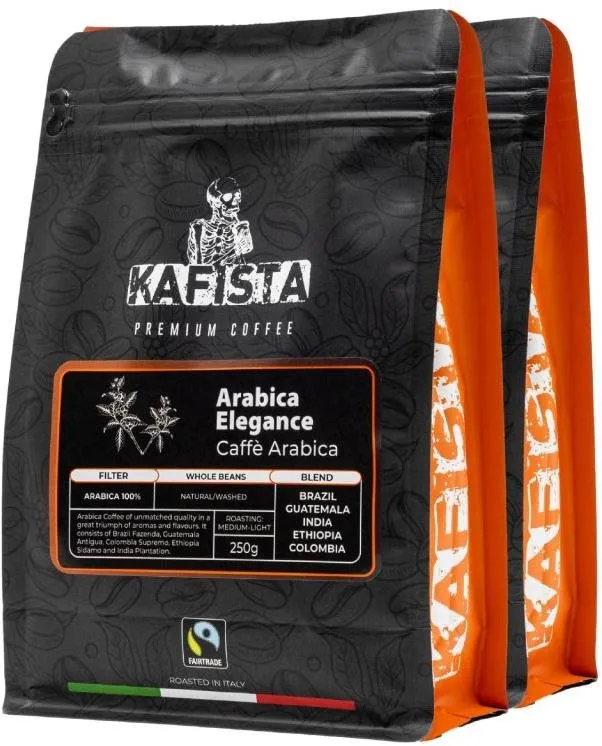 Káva Kafista Zrnková Káva "Arabica Elegance" - 100% Arabica zmes, Pražená v Taliansku 2 x 250 g