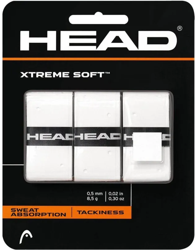 Omotávka na raketu Head Xtreme Soft 3 ks white, vrchná omotávka, s hrúbkou 0,5 mm, perfor
