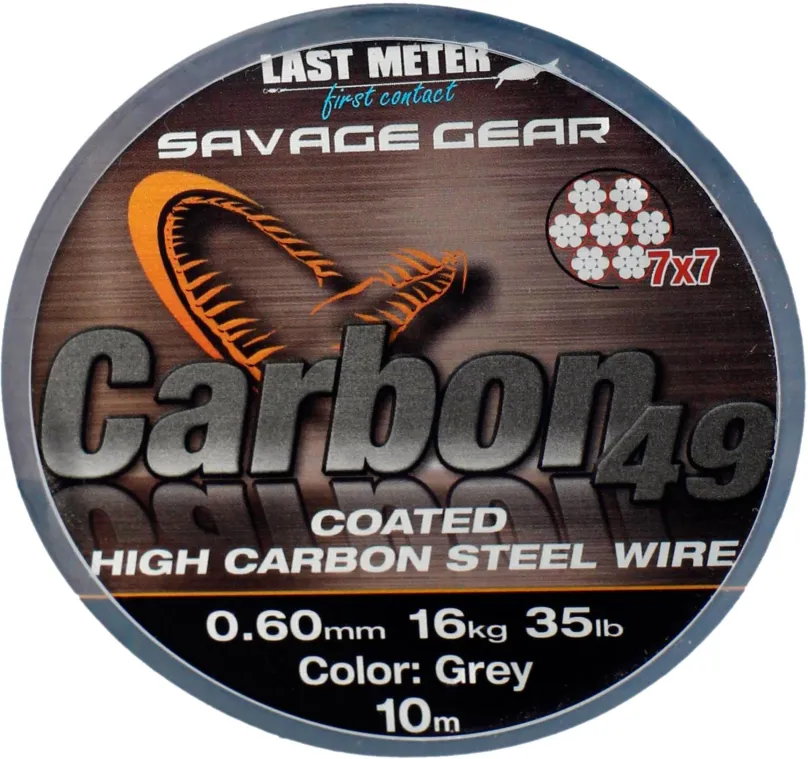 Savage Gear Lanko Carbon49 0,60mm 16kg 35lb 10m Coated Grey