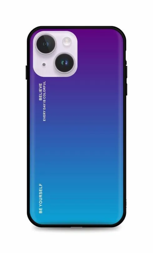 Kryt na mobil TopQ Kryt LUXURY iPhone 14 pevný dúhový purpurový 82498