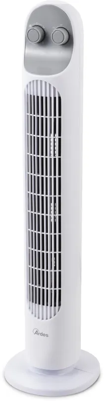 Ventilátor Ardes T801, stĺpový, s časovačom, biela farba, hlučnosť 53 dB, príkon 45 W,
