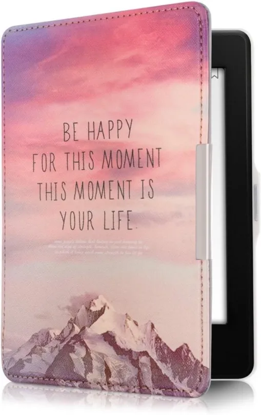 Púzdro na čítačku kníh KW Mobile - Be Happy - KW2811806 - Púzdro pre Amazon Kindle Paperwhite 1/2/3 - fialové