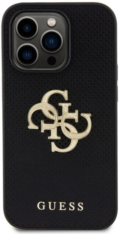 Kryt na mobil Guess PU Perforated 4G Glitter Metal Logo Zadný Kryt pre iPhone 14 Pro Black