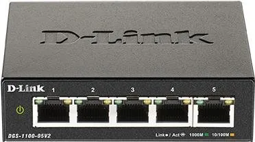 Switch D-Link DGS-1100-05V2, 5-portový Gigabit Smart Managed, bezvetrákový, kovové prevedi