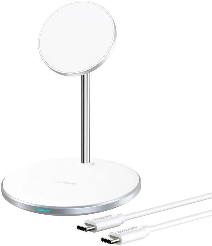 MagSafe bezdrôtová nabíjačka ChoeTech 2-in-1 Wireless Charger Holder (for iPhone MagSafe + AirPods) White