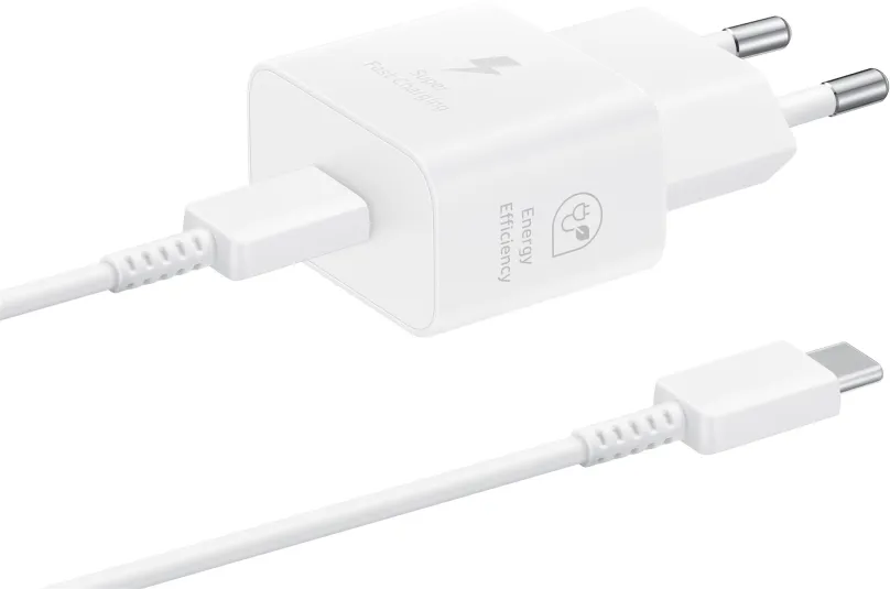 Nabíjačka do siete Samsung nabíjací adaptér USB-C (25W) biely s káblom v balení