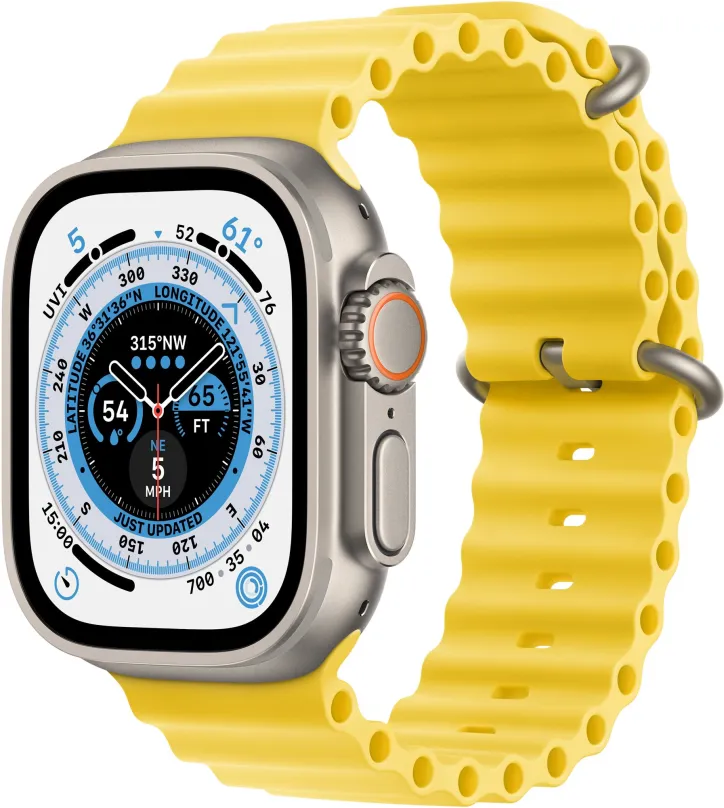 Chytré hodinky Apple Watch Ultra 49mm titánové púzdro so žltým oceánskym remienkom