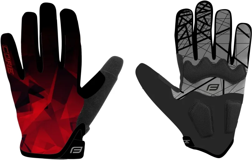 Cyklistické rukavice Force MTB CORE, červené L, dlhoprsté, veľkosť L a L, obvod dlane 2