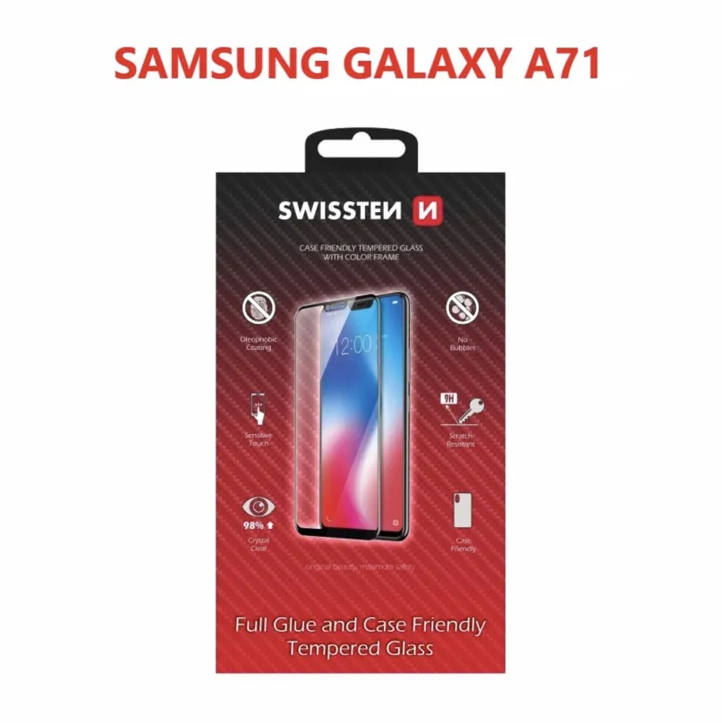 Ochranné sklo Swissten Case Friendly pre Samsung Galaxy A71 čierne