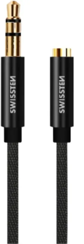 Audio kábel Swissten Textile audio adaptér 3.5mm jack (samec) / 3.5 mm jack (samica) 1.5 m čierny