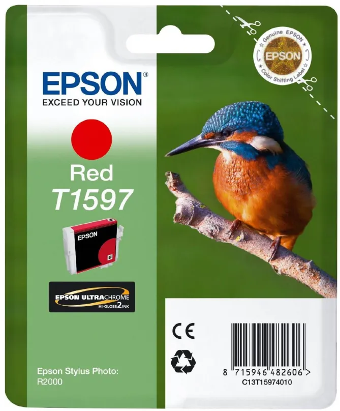Cartridge Epson T1597 červená, pre tlačiareň Epson Stylus Photo R2000, 17ml