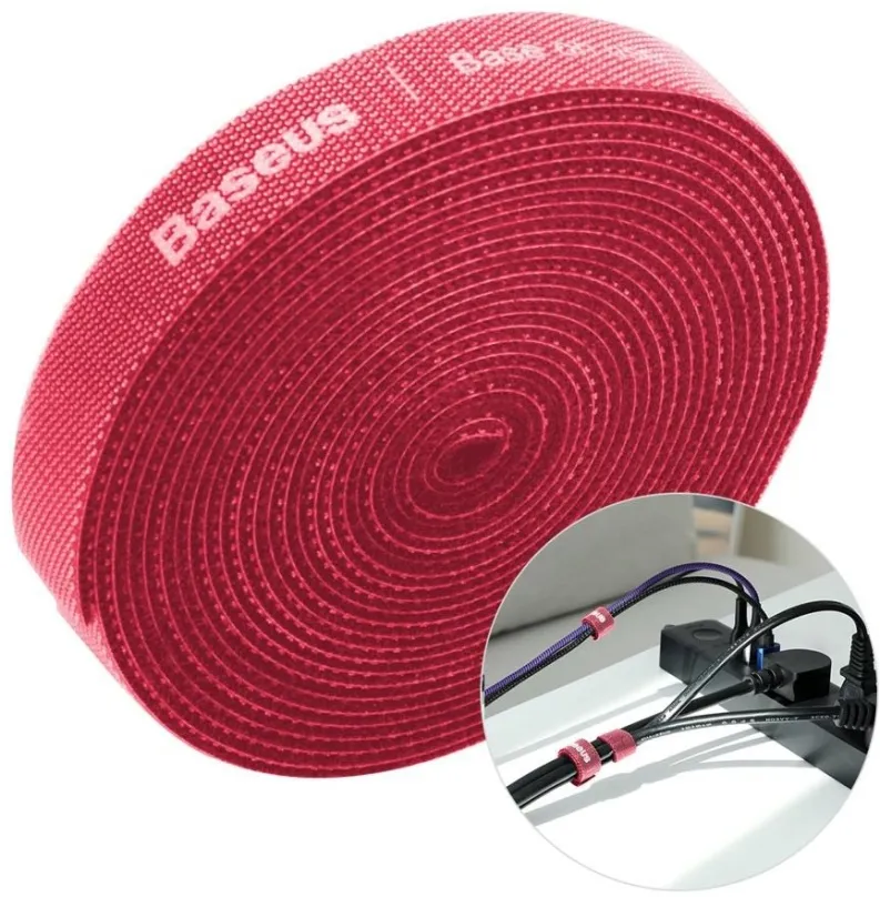 Organizér káblov Baseus Rainbow Circle Velcro Straps 3m Red