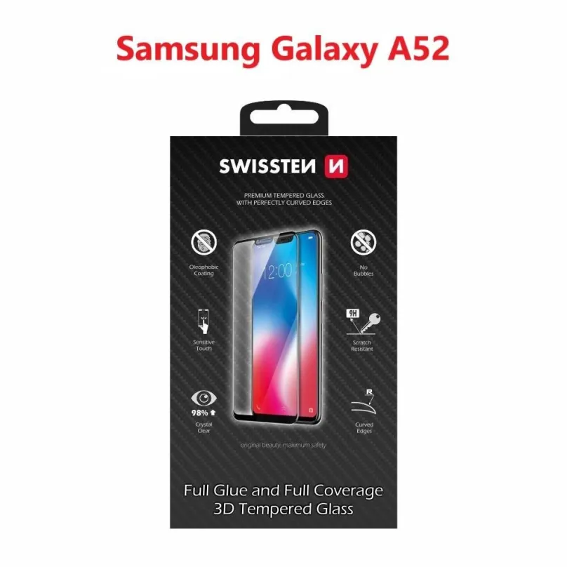 Ochranné sklo Swissten 3D Full Glue pre Samsung Galaxy A52/A52 5G/A52s čierne