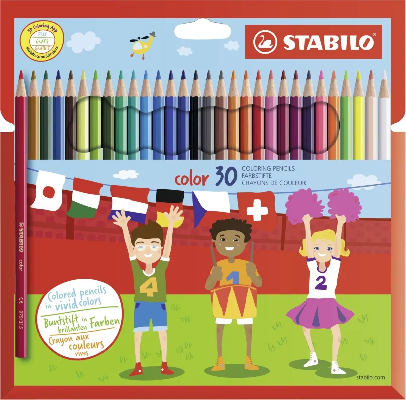 Pastelky STABILO color kartónové púzdro, 30 farieb vrátane neónových