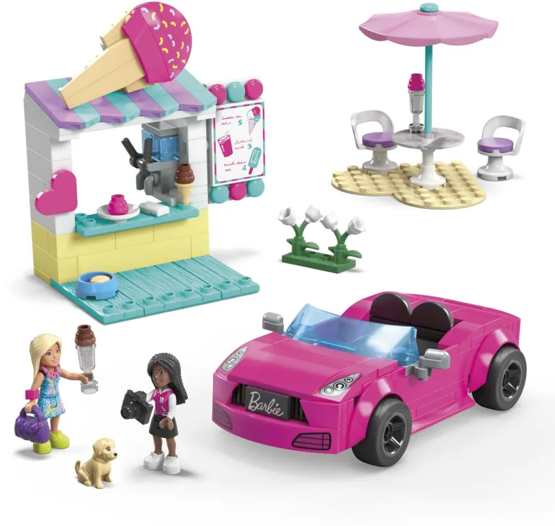 Stavebnica Mega Barbie Kabriolet a stánok so zmrzlinou