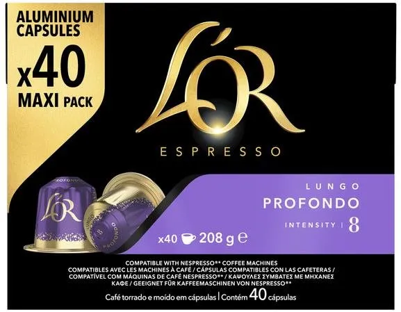 Kávové kapsule L'OR Profondo 40 hliníkových kapsúl, - kompatibilné s kávovarmi Nespresso®
