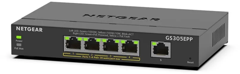 Smart Switch Netgear GS305E-100PES, 5 ks portový gigabitový switch, prenosová rýchlosť LAN