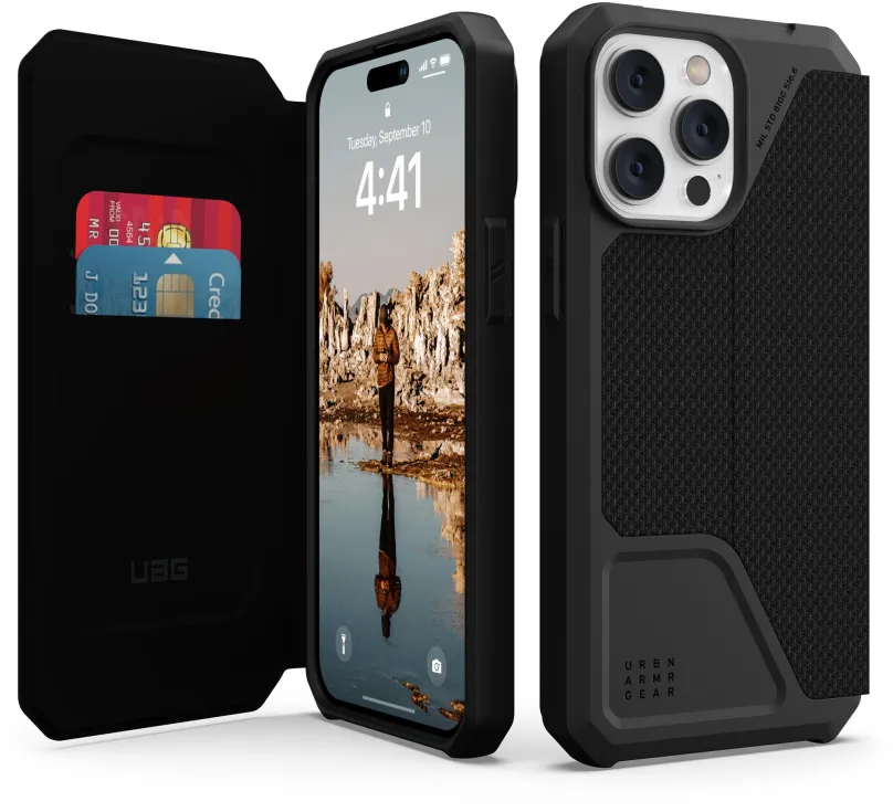 Kryt na mobil UAG Metropolis Folio Kevlar Black iPhone 14 Pro Max, pre Apple iPhone 14 Pro