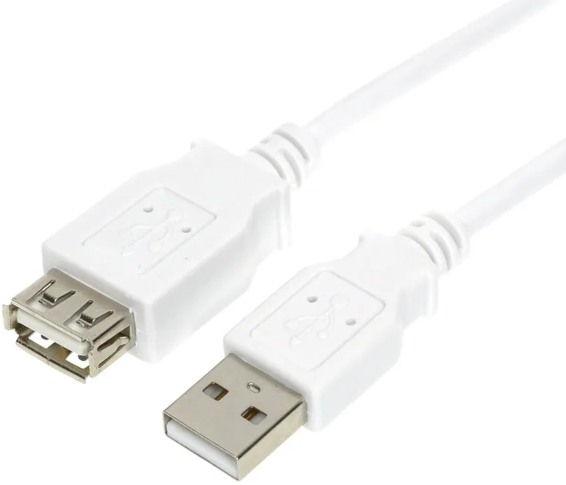Kábel OEM USB 2.0 predlžovací AA extra stíněný biely, 1.8m