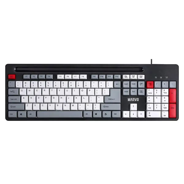 Marvo KB005, klávesnica US, klasická, drôtová (USB), čierno-červená
