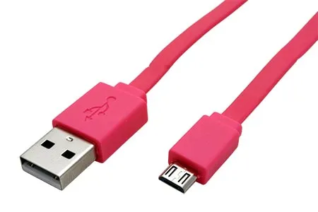 Roline USB 2.0 kábel, USB A (M) - microUSB B (M), 1m, plochý, ružový