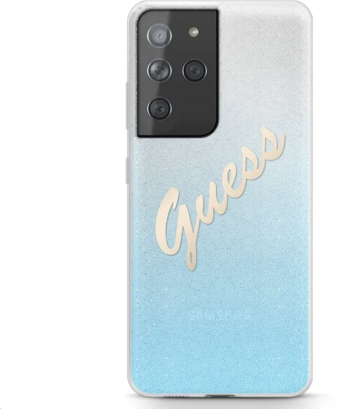 Kryt na mobil Guess TPU Vintage zadný Kryt pre Samsung Galaxy S21 Ultra Gradient Light Blue