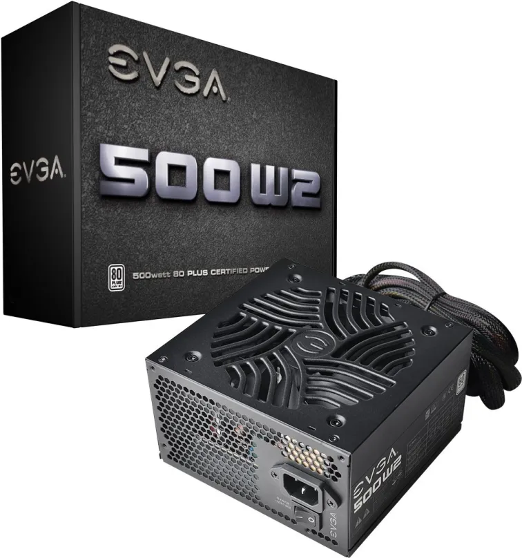 Počítačový zdroj EVGA 500 W2, 500 W, ATX, 80 PLUS White, účinnosť 80%, 2 ks PCIe (8-pin/6