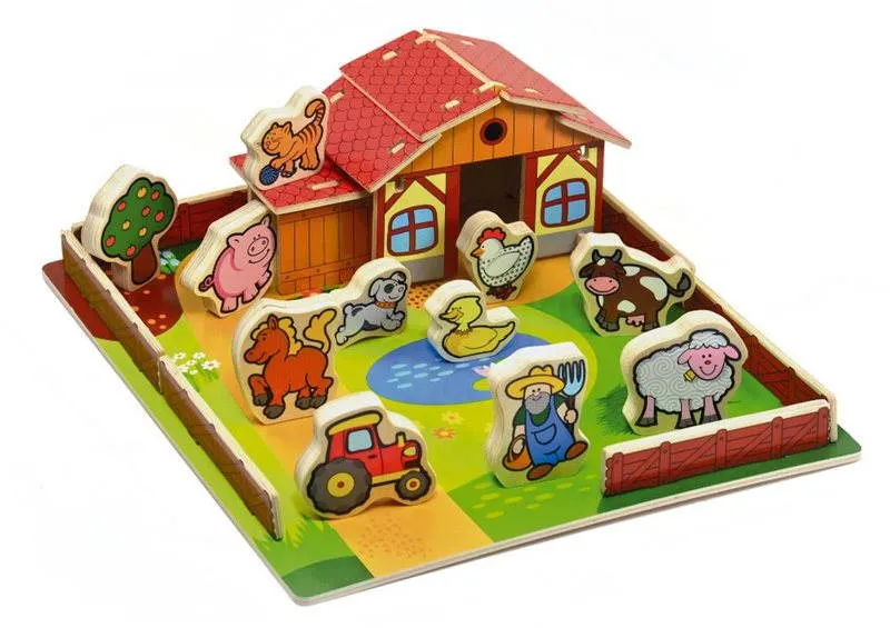 Didaktická hračka Drevená farma - Moje prvé zvieratká 28 dielikov