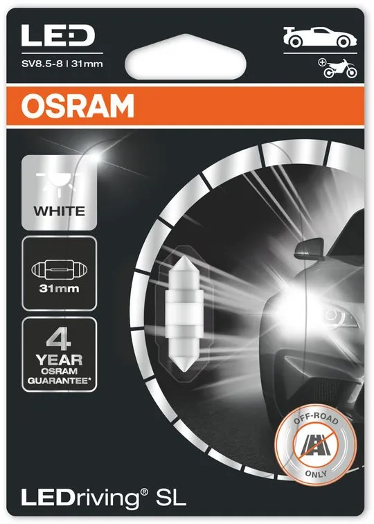 LED autožiarovka OSRAM LEDriving SL C5W dĺžka 31mm Studene biela 6000K 12V jeden kus v balení