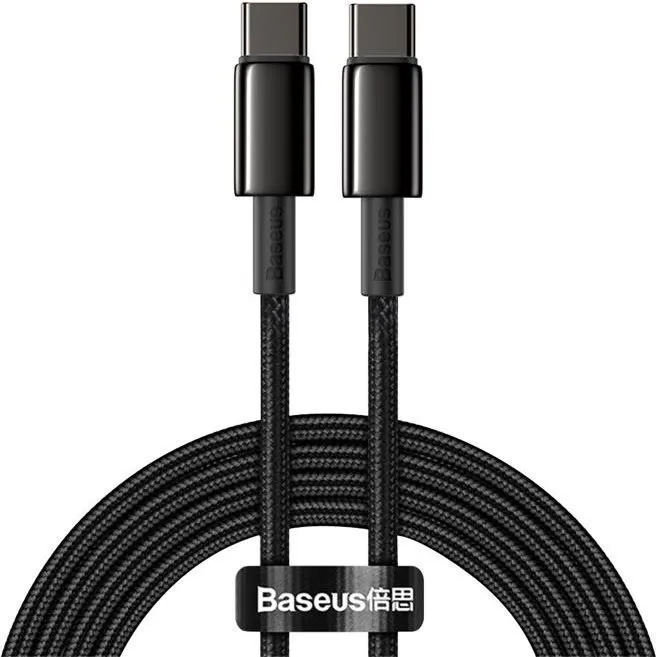 Dátový kábel Baseus Tungsten Gold Fast Charging Data Cable Type-C (USB-C) 100W 2m Black