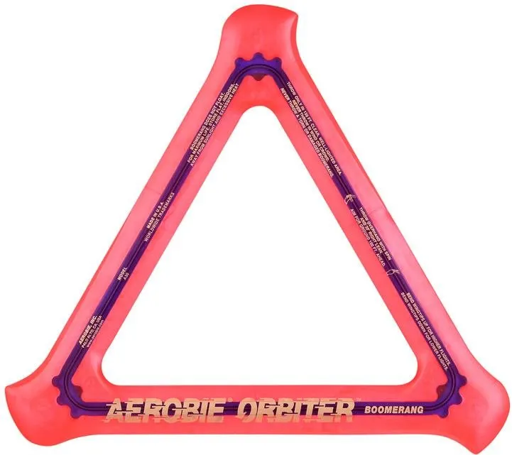 Frisbee Aerobie ORBITER oranžový, rekreačný, s trajektóriou smerom doľava, tvar je trojuho