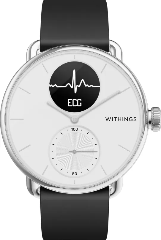 Chytré hodinky Withings Scanwatch 38mm - White, s EKG, meraním tepovej frekvencie, oxymetr