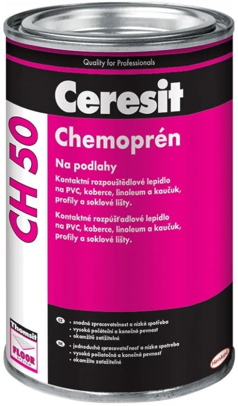 Lepidlo Ceresit Chemoprén na podlahy CH 50, 1l, kontaktné rozpúšťadlové lepidlo, pre celo