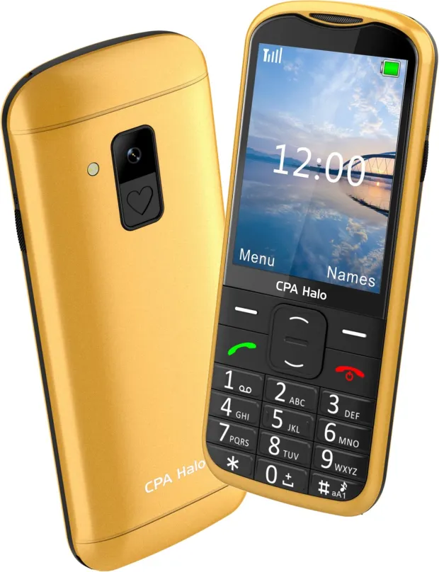 Mobilný telefón CPA Halo 28 Senior zlatý s nabíjacím stojanom