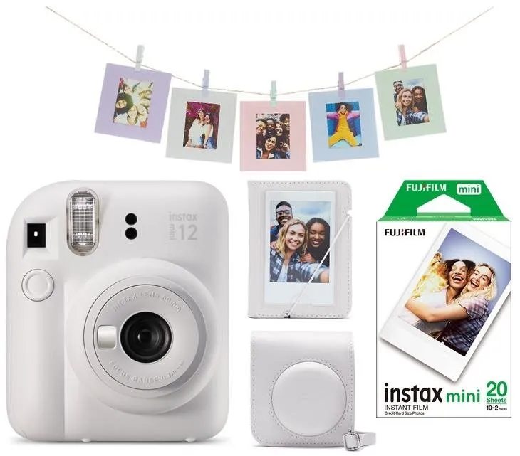 Instantný fotoaparát Fujifilm Instax Mini 12 White + Mini 12 ACC kit + 2x10 film