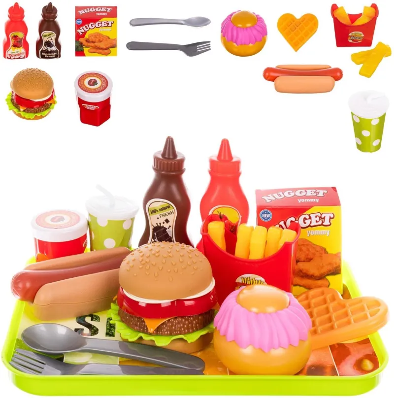 Jedlo do detskej kuchynky ISO Plastový Fast food set pre deti